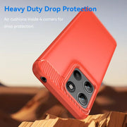 For Motorola Moto G15 Carbon Fiber Brushed Texture TPU Phone Case(Red)