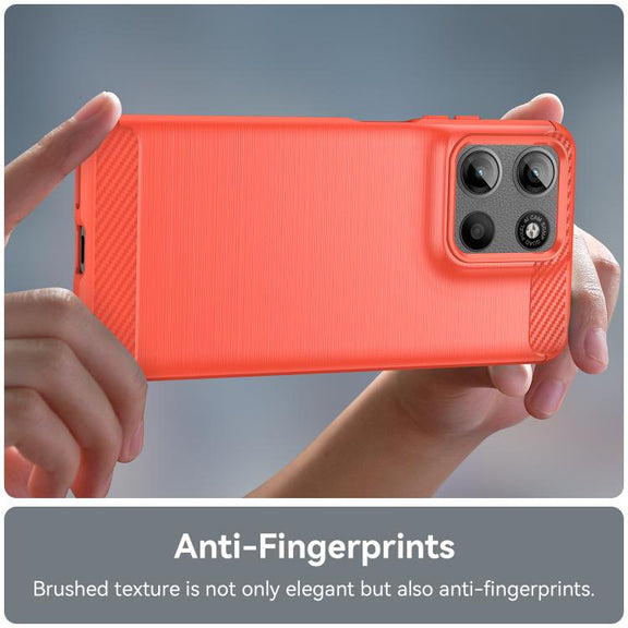 For Motorola Moto G15 Carbon Fiber Brushed Texture TPU Phone Case(Red)