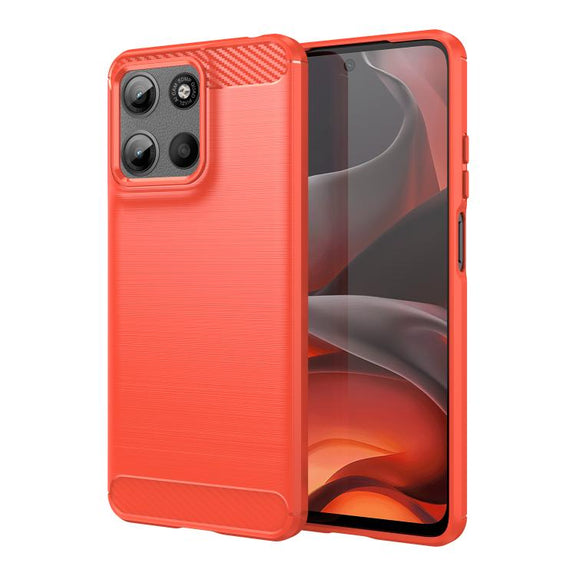 For Motorola Moto G15 Carbon Fiber Brushed Texture TPU Phone Case(Red)