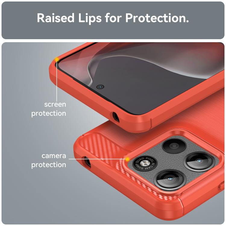 For Motorola Moto G15 Carbon Fiber Brushed Texture TPU Phone Case(Red)