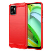 For Motorola Moto G Power 2023 Carbon Fiber Brushed Texture TPU Phone Case(Red)