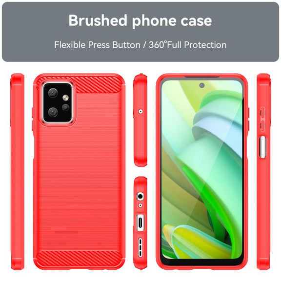 For Motorola Moto G Power 2023 Carbon Fiber Brushed Texture TPU Phone Case(Red)