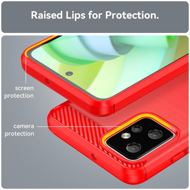 For Motorola Moto G Power 2023 Carbon Fiber Brushed Texture TPU Phone Case(Red)