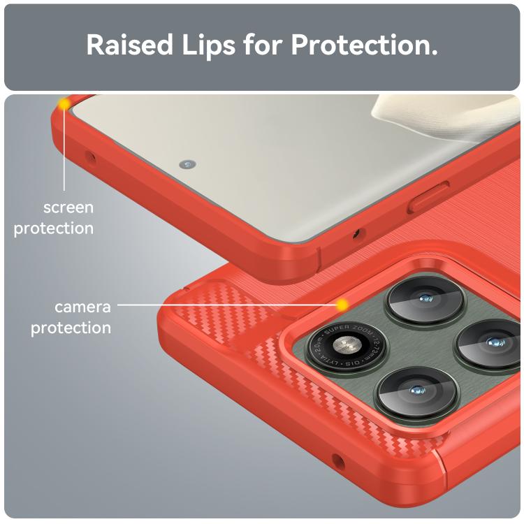 For Motorola Edge 60 Pro Carbon Fiber Brushed Texture TPU Phone Case(Red)