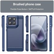For Motorola Moto G100 Pro 5G Carbon Fiber Brushed Texture TPU Phone Case(Blue)