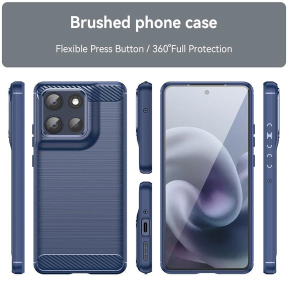 For Motorola Moto G100 Pro 5G Carbon Fiber Brushed Texture TPU Phone Case(Blue)