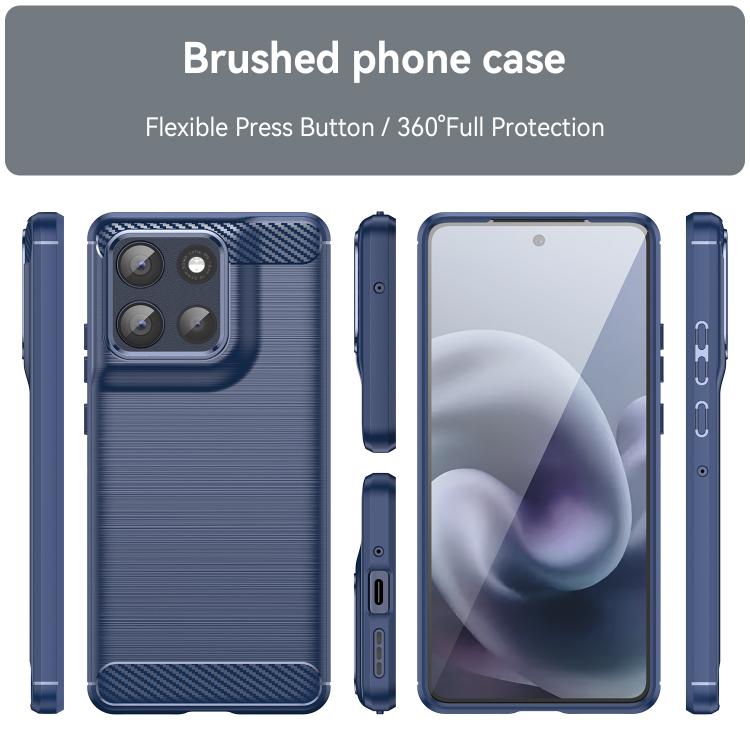For Motorola Moto G100 Pro 5G Carbon Fiber Brushed Texture TPU Phone Case(Blue)