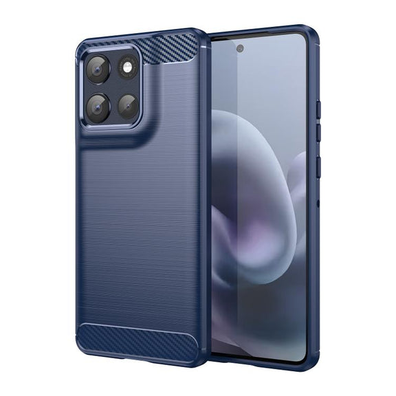 For Motorola Moto G100 Pro 5G Carbon Fiber Brushed Texture TPU Phone Case(Blue)