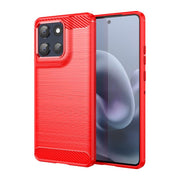 For Motorola Moto G100 Pro 5G Carbon Fiber Brushed Texture TPU Phone Case(Red)