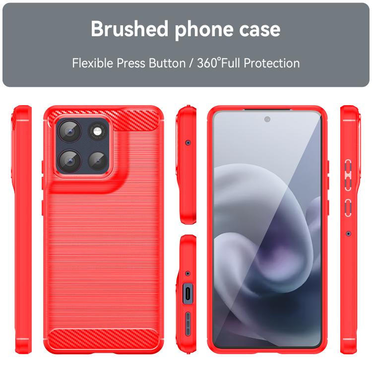 For Motorola Moto G100 Pro 5G Carbon Fiber Brushed Texture TPU Phone Case(Red)