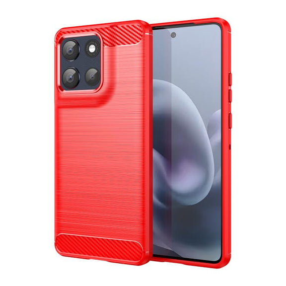 For Motorola Moto G100 Pro 5G Carbon Fiber Brushed Texture TPU Phone Case(Red)