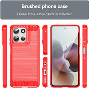 For Motorola Moto G56 5G Carbon Fiber Brushed Texture TPU Phone Case(Red)