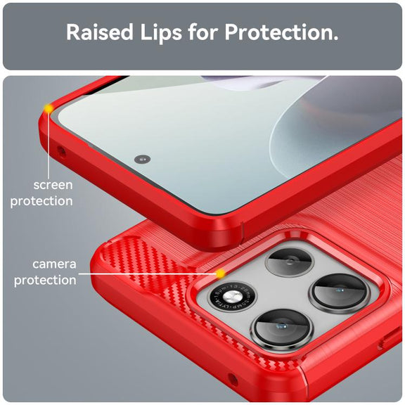 For Motorola Moto G56 5G Carbon Fiber Brushed Texture TPU Phone Case(Red)