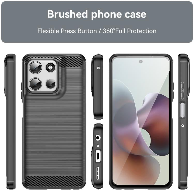 For Motorola Moto G66j 5G Carbon Fiber Brushed Texture TPU Phone Case(Black)