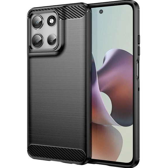 For Motorola Moto G66j 5G Carbon Fiber Brushed Texture TPU Phone Case(Black)