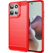 For Motorola Moto G66j 5G Carbon Fiber Brushed Texture TPU Phone Case(Red)