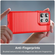 For Motorola Moto G66j 5G Carbon Fiber Brushed Texture TPU Phone Case(Red)