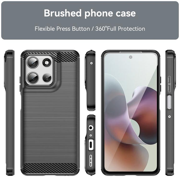 For Motorola Moto G66y 5G Carbon Fiber Brushed Texture TPU Phone Case(Black)