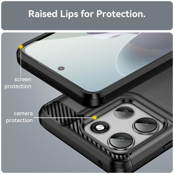 For Motorola Moto G66y 5G Carbon Fiber Brushed Texture TPU Phone Case(Black)