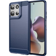 For Motorola Moto G66y 5G Carbon Fiber Brushed Texture TPU Phone Case(Blue)
