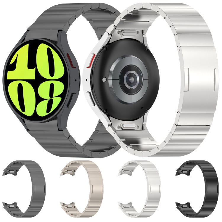 For Samsung Galaxy Watch6/6 Classic/5/5 Pro Button Style One-bead Metal Watch Band(Titanium Color) - Watch Bands by PMC TechLife | Online Shopping South Africa | PMC TechLife