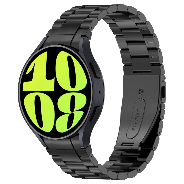 For Samsung Galaxy Watch6/6 Classic/5/5 Pro Button Style Three-bead Metal Watch Band(Black) - Watch Bands by PMC TechLife | Online Shopping South Africa | PMC TechLife