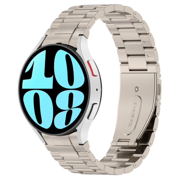 For Samsung Galaxy Watch6/6 Classic/5/5 Pro Button Style Three-bead Metal Watch Band(Titanium Color) - Watch Bands by PMC TechLife | Online Shopping South Africa | PMC TechLife