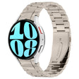 For Samsung Galaxy Watch6/6 Classic/5/5 Pro Button Style Three-bead Metal Watch Band(Titanium Color) - Watch Bands by PMC TechLife | Online Shopping South Africa | PMC TechLife
