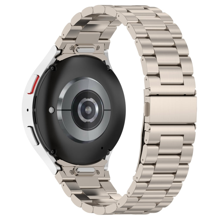For Samsung Galaxy Watch6/6 Classic/5/5 Pro Button Style Three-bead Metal Watch Band(Titanium Color) - Watch Bands by PMC TechLife | Online Shopping South Africa | PMC TechLife