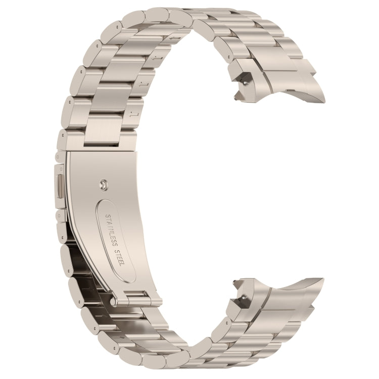 For Samsung Galaxy Watch6/6 Classic/5/5 Pro Button Style Three-bead Metal Watch Band(Titanium Color) - Watch Bands by PMC TechLife | Online Shopping South Africa | PMC TechLife