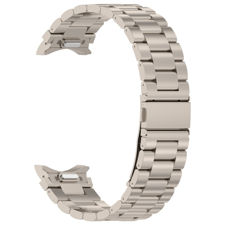 For Samsung Galaxy Watch6/6 Classic/5/5 Pro Button Style Three-bead Metal Watch Band(Titanium Color) - Watch Bands by PMC TechLife | Online Shopping South Africa | PMC TechLife