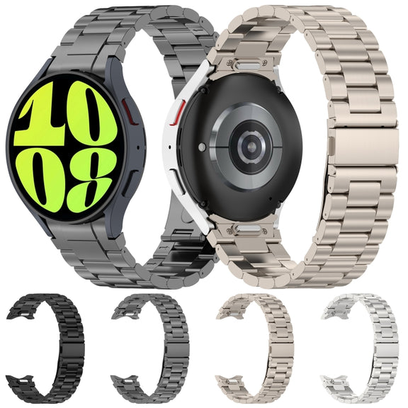 For Samsung Galaxy Watch6/6 Classic/5/5 Pro Button Style Three-bead Metal Watch Band(Titanium Color)