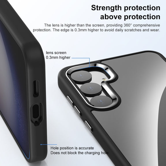 For Samsung Galaxy S25 5G Anti-fingerprint Highly Transparent PC Phone Case(Black)