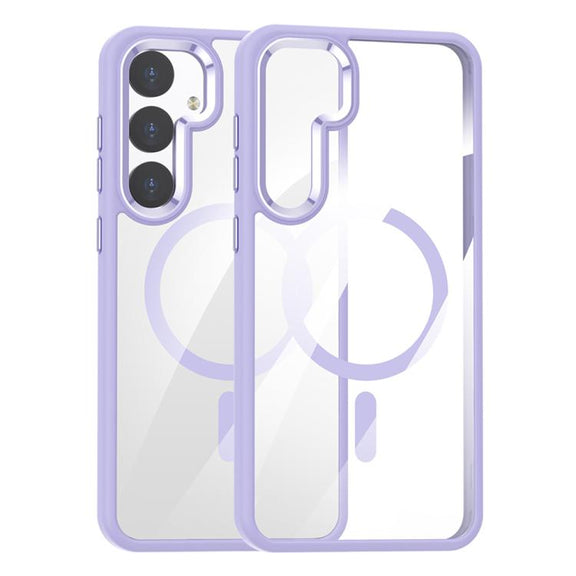 For Samsung Galaxy S25 5G MagSafe Anti-fingerprint Highly Transparent PC Phone Case(Purple)
