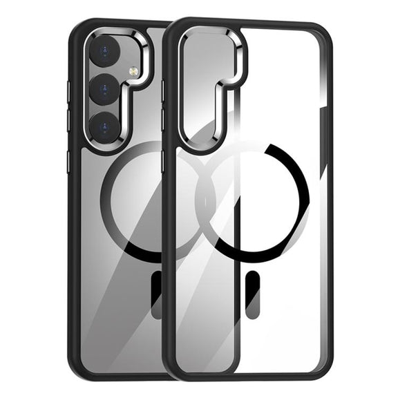 For Samsung Galaxy S25+ 5G MagSafe Anti-fingerprint Highly Transparent PC Phone Case(Black)