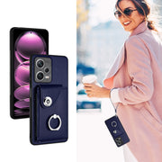 For Xiaomi Redmi Note 12 Pro+ 5G Global Organ Card Bag Ring Holder PU Phone Case with Lanyard(Blue)