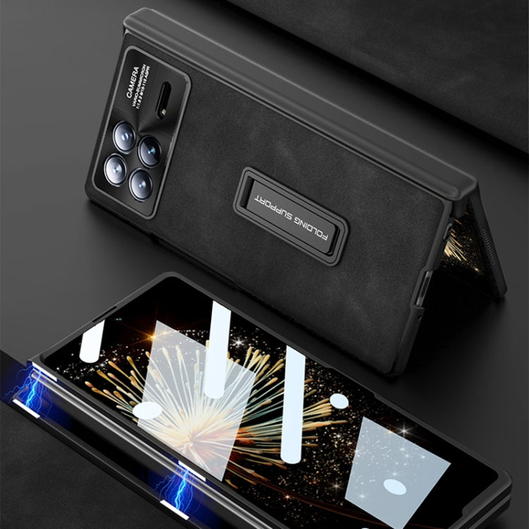For Xiaomi Mix Fold 3 GKK Integrated Frosted Fold Hinge Leather Phone Case with Holder(Brown) - free shipping - PMC Jewellery - Order now!