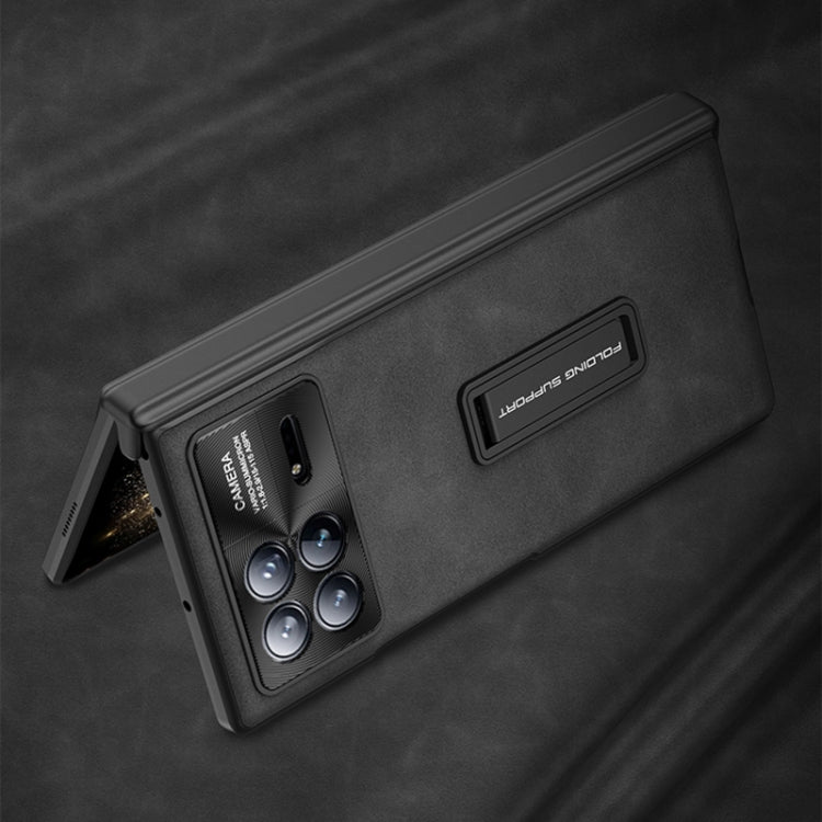For Xiaomi Mix Fold 3 GKK Integrated Frosted Fold Hinge Leather Phone Case with Holder(Brown) - free shipping - PMC Jewellery - Order now!