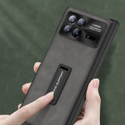 For Xiaomi Mix Fold 3 GKK Integrated Frosted Fold Hinge Leather Phone Case with Holder(Grey)