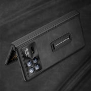 For Xiaomi Mix Fold 3 GKK Integrated Frosted Fold Hinge Leather Phone Case with Holder(Grey)