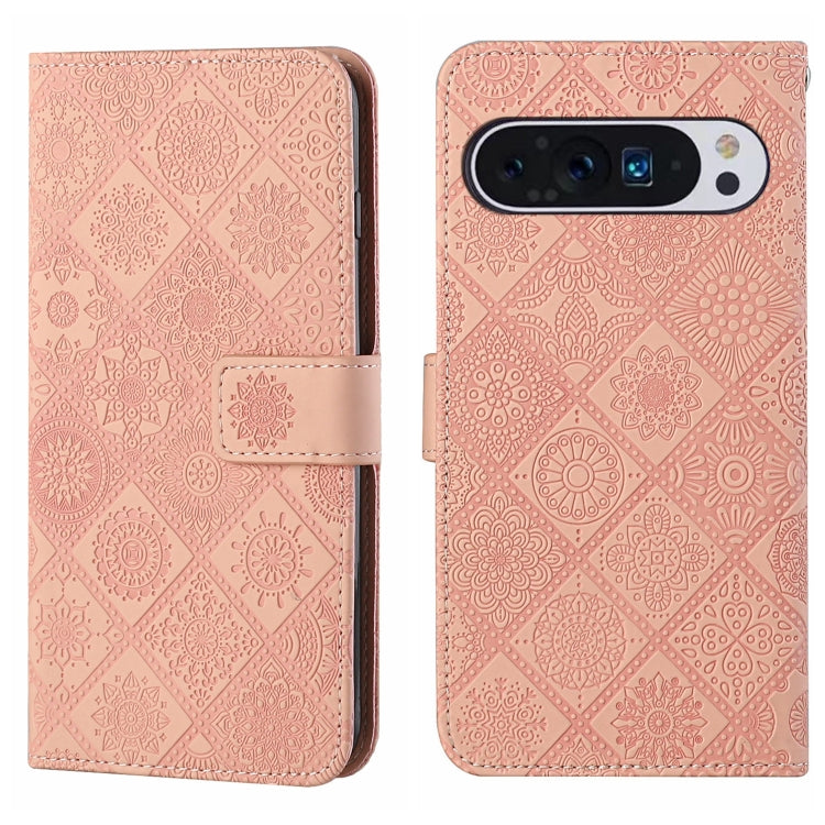 For Google Pixel 9 Pro XL Ethnic Style Embossed Pattern Leather Phone Case(Pink) - Google Cases by PMC TechLife | Online Shopping South Africa | PMC TechLife | Buy Now Pay Later Mobicred