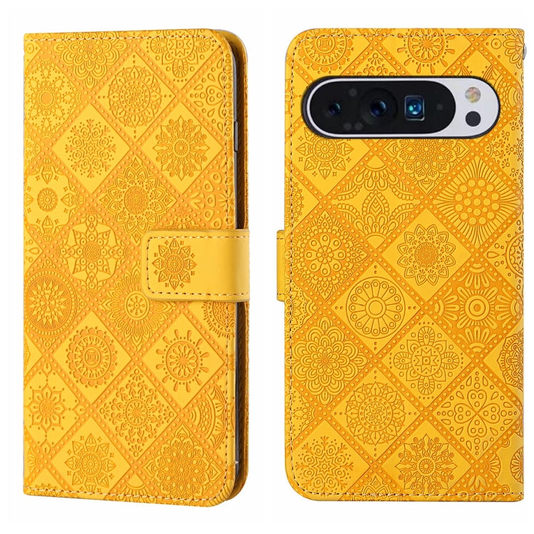For Google Pixel 9 / 9 Pro Ethnic Style Embossed Pattern Leather Phone Case(Yellow) - free shipping - PMC TechLife - Order now!