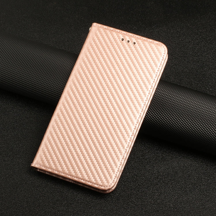 For Xiaomi Redmi 13C Carbon Fiber Texture Flip Holder Leather Phone Case(Rose Gold) - 13C Cases by PMC TechLife | Online Shopping South Africa | PMC TechLife | Buy Now Pay Later Mobicred
