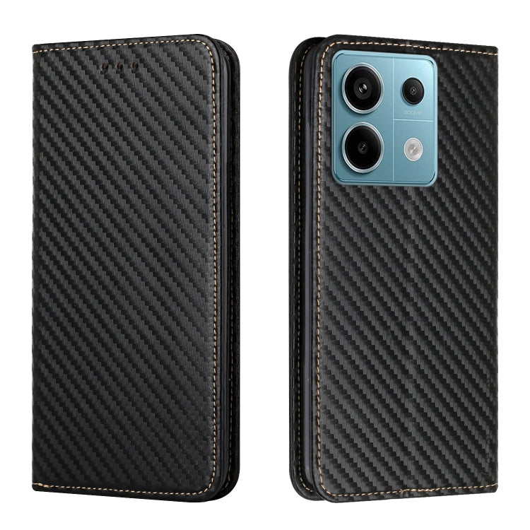 For Xiaomi Redmi Note 13 Pro 5G Carbon Fiber Texture Flip Holder Leather Phone Case(Black) - Note 13 Pro Cases by PMC TechLife | Online Shopping South Africa | PMC TechLife