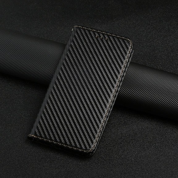 For Xiaomi Redmi Note 13 Pro 5G Carbon Fiber Texture Flip Holder Leather Phone Case(Black)