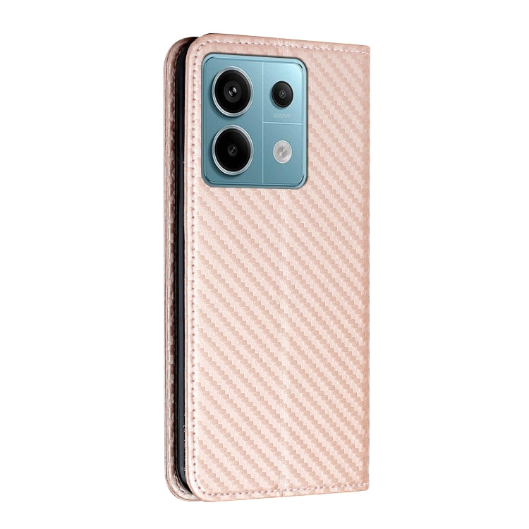 For Xiaomi Redmi Note 13 Pro 5G Carbon Fiber Texture Flip Holder Leather Phone Case(Rose Gold) - Note 13 Pro Cases by PMC TechLife | Online Shopping South Africa | PMC TechLife | Buy Now Pay Later Mobicred