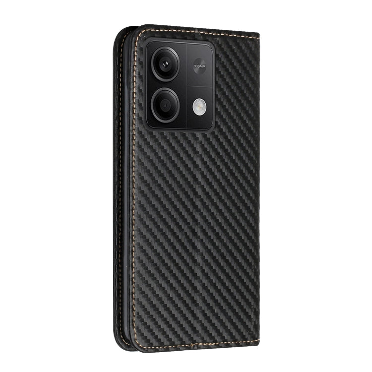 For Xiaomi Redmi Note 13 5G Carbon Fiber Texture Flip Holder Leather Phone Case(Black) - Note 13 Cases by PMC TechLife | Online Shopping South Africa | PMC TechLife | Buy Now Pay Later Mobicred