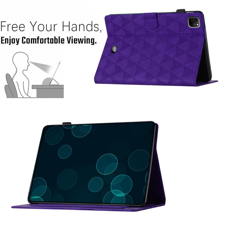 For iPad Pro 11 2024 Diamond Texture Embossed Leather Smart Tablet Case(Purple) - iPad Pro 11 2024 Cases by PMC TechLife | Online Shopping South Africa | PMC TechLife | Buy Now Pay Later Mobicred