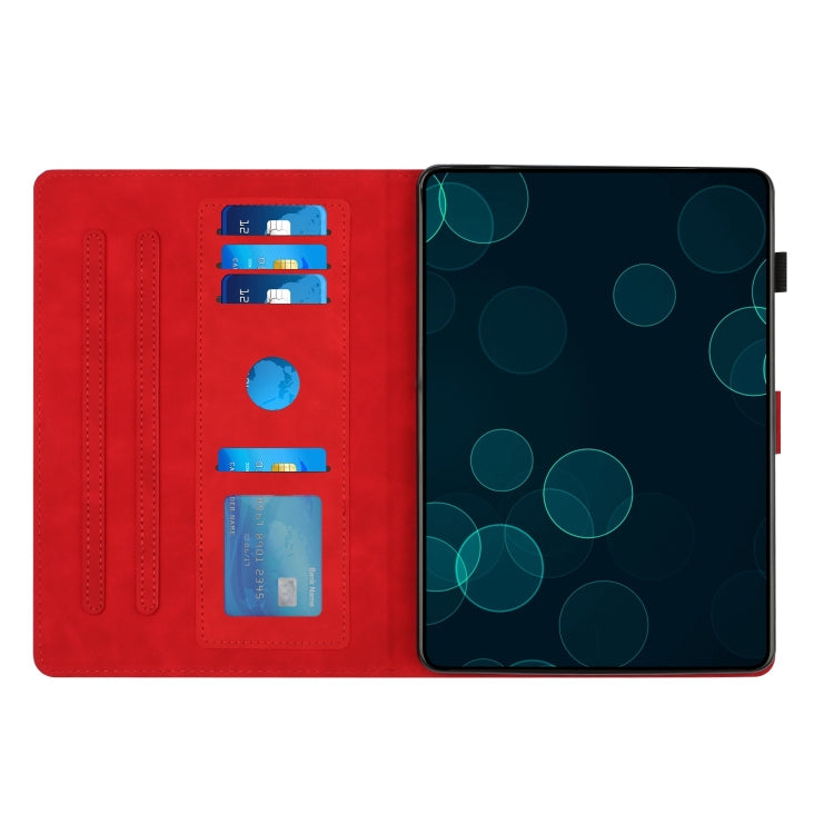For iPad Pro 11 2024 Diamond Texture Embossed Leather Smart Tablet Case(Red)