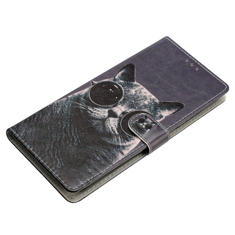 For Blackview A53 Pro Colored Drawing Leather Phone Case(Sunglasses Cat) - More Brand by PMC TechLife | Online Shopping South Africa | PMC TechLife | Buy Now Pay Later Mobicred